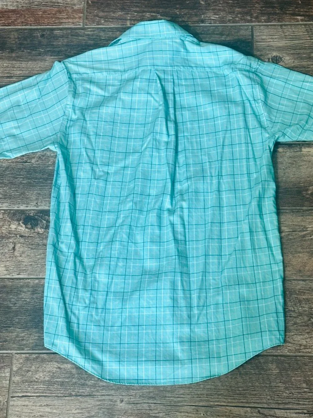 L.L. Bean Men's Button Up Plaid Green/Blue Shirt - Cotton Small Short Sleeve